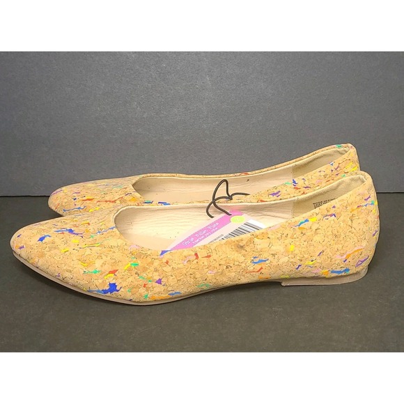 Lily & Dan GIRLS size 2 Ballet Flats Multi-color Cork and Confetti Shoes - Picture 3 of 6